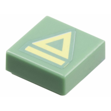 sand green tile 1 x 1 with bright light yellow triangle and line pattern