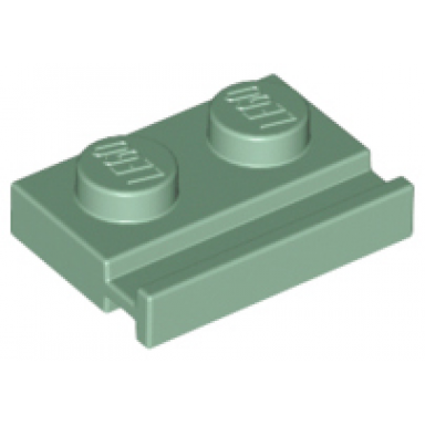 sand green plate modified 1 x 2 with door rail