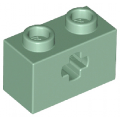 sand green technic brick 1 x 2 with axle hole