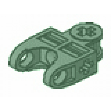 sand green technic axle connector 2 x 3 with ball joint socket - open sides angled forks with closed axle holes
