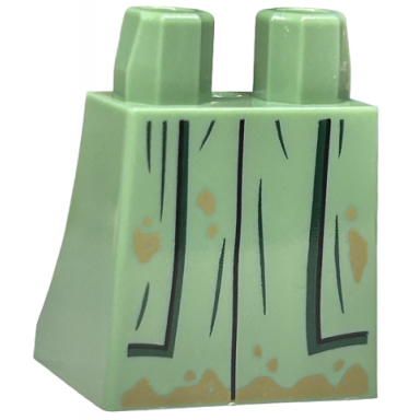 sand green lower body skirt with robe ends with black and dark green folds and dark tan dirt stains pattern