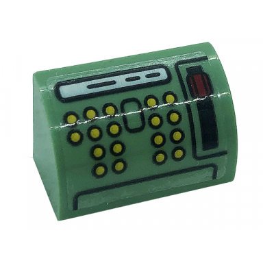 sand green slope curved 1 x 2 with buttons and lever pattern sticker - set 76388
