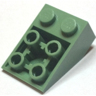 sand green slope inverted 33 3 x 2 with flat bottom pin and connections between studs