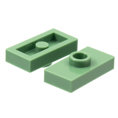 sand green plate modified 1 x 2 with 1 stud without groove jumper