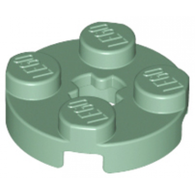 sand green plate round 2 x 2 with axle hole