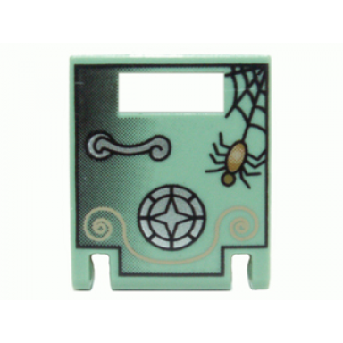 sand green container box 2 x 2 x 2 door with slot with silver safe handle and dial spider and black web pattern