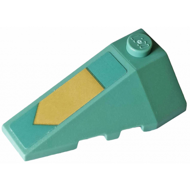sand green wedge 4 x 2 triple left with gold arrow on sand green background pattern sticker - set 70612