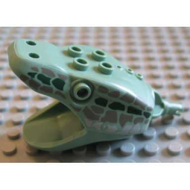 sand green serpent basilisk head with dark gray dark green and light gray scales pattern