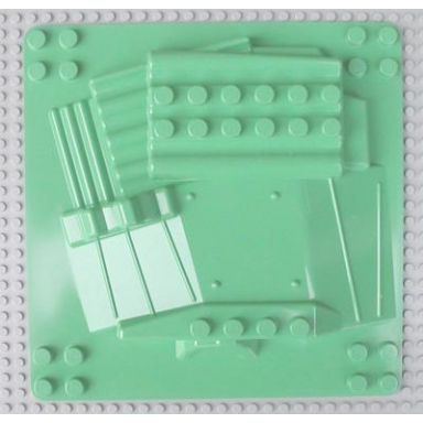 sand green duplo baseplate raised 12 x 12 with 4 studs in each corner