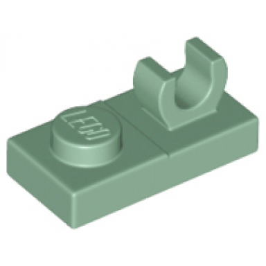 sand green plate modified 1 x 2 with open o clip on top