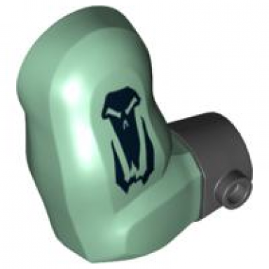 sand green arm troll right with black wristband and skull pattern