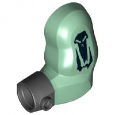 sand green arm troll left with black wristband and skull pattern