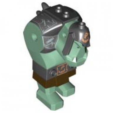 sand green body giant fantasy era troll with black armor pattern