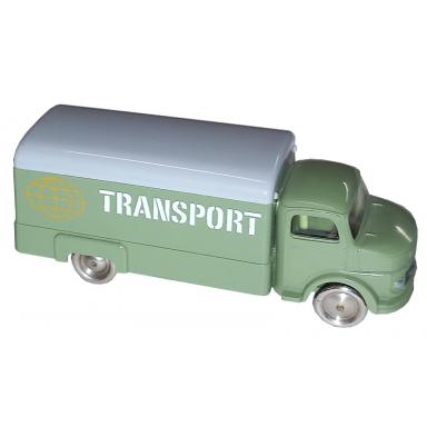 sand green ho scale mercedes box truck with gray top