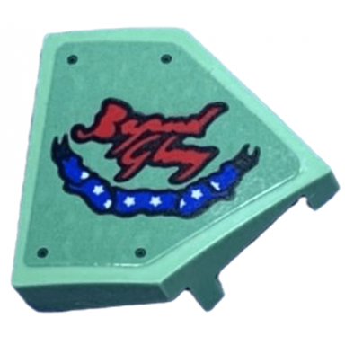 sand green wedge 2 x 2 x 2 3 pointed with red beyond glory script black rivets and white stars on blue banner pattern sticker - set 75571
