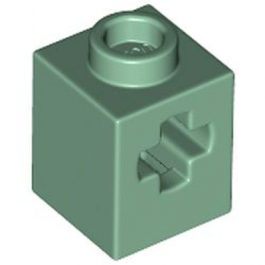 sand green technic brick 1 x 1 with axle hole