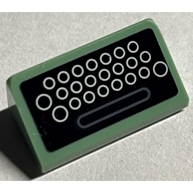 sand green slope 30 1 x 2 x 2 3 with typewriter white circles on black background pattern sticker - set 76403