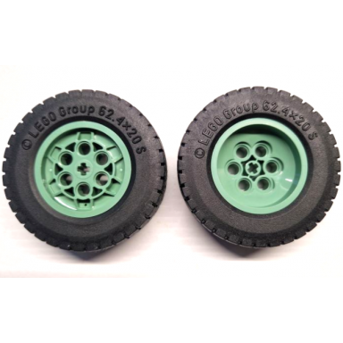 sand green wheel 43.2mm d x 18mm - flush axle stem with black tire 62.4 x 20 s 86652 32019