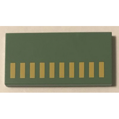 sand green tile 2 x 4 with 10 yellow rectangles pattern brickheadz boba fett helmet side