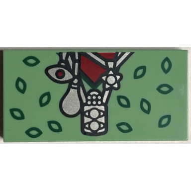 sand green tile 2 x 4 with dark green leaves dark red shirt and silver necklaces pattern brickheadz sybill trelawney torso