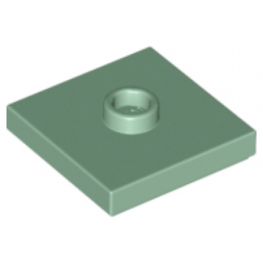 sand green plate modified 2 x 2 with groove and 1 stud in center jumper