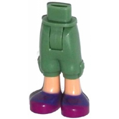 sand green mini doll hips and trousers cropped with light nougat legs and dark purple shoes with magenta soles and laces pattern - thick hinge