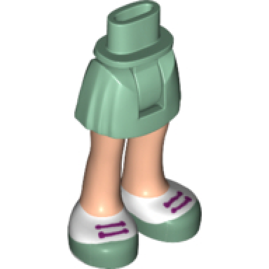 sand green mini doll hips and skirt light nougat legs and sand green and white shoes with laces pattern - thick hinge