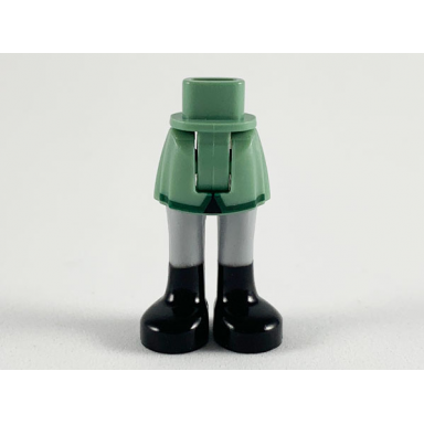 sand green mini doll hips and skirt green stripe light bluish gray legs and black boots pattern - thick hinge