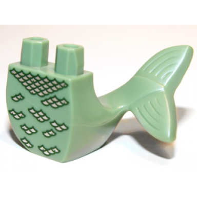 sand green tail mermaid merman curved left with scattered silver scales pattern
