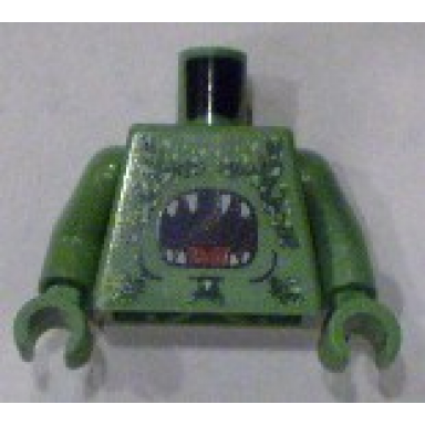 sand green torso atlantis barracuda with open mouth and seaweed pattern sand green arms sand green hands
