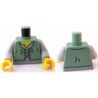 sand green torso castle kingdoms peasant vest over light bluish gray shirt pattern light bluish gray arms yellow hands