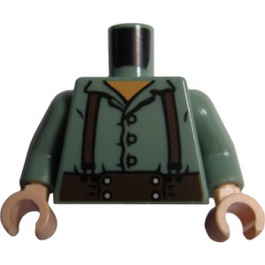 sand green torso lotr button shirt with brown suspenders pattern frodo sand green arms light nougat hands