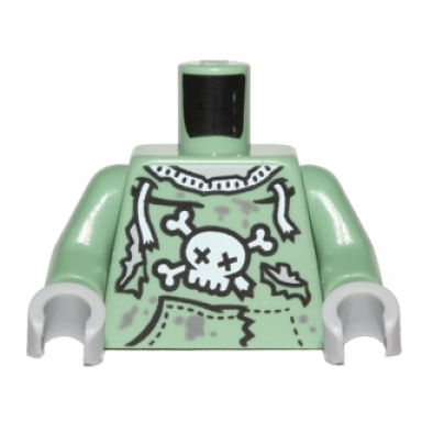 sand green torso sweatshirt tattered with skull and crossbones pattern zombie sand green arms light bluish gray hands
