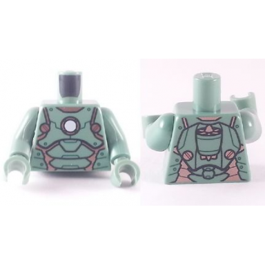 sand green torso scuba armor with white circle on front and turbine on back pattern scuba iron man sand green arms sand green hands