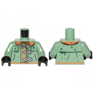 sand green torso raincoat and buckles pattern sand green arms black hands