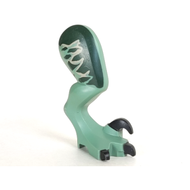 sand green dinosaur leg large rear raptor right with pin with black claws and tan stripes over dark green pattern