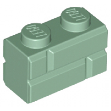 sand green brick modified 1 x 2 with masonry profile