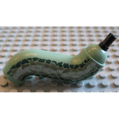sand green serpent basilisk neck s-curve with fixed black pin with dark gray dark green and light gray scales pattern