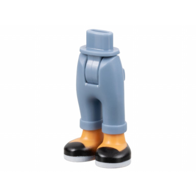 sand blue mini doll hips and trousers with back pockets and cuffs with molded nougat ankles and feet and printed black shoes with white soles pattern - thick hinge