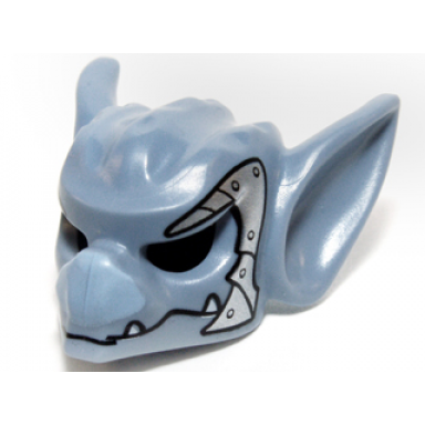 sand blue minifigure headgear mask bat with fangs and silver scaled armor pattern