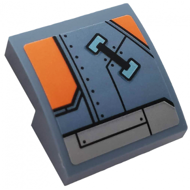 sand blue slope curved 2 x 2 x 2 3 with orange and light bluish gray hull plates pattern model left side sticker - set 76102