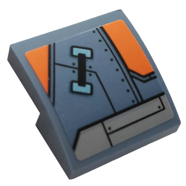 sand blue slope curved 2 x 2 x 2 3 with orange and light bluish gray hull plates pattern model right side sticker - set 76102