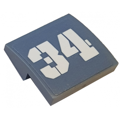 sand blue slope curved 2 x 2 x 2 3 with white number 34 on sand blue background pattern sticker - set 70610