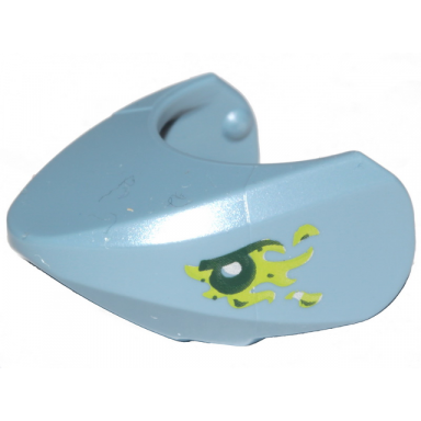 sand blue shark head with rounded nose with black eyes silver pupils and lime slime pattern