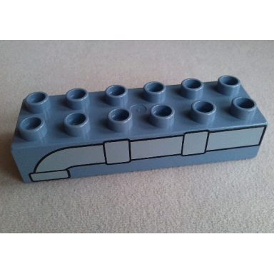 sand blue duplo brick 2 x 6 with pipe pattern