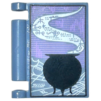 sand blue minifigure utensil book cover with black smoking cauldron pattern