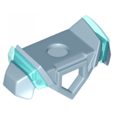 sand blue minifigure armor breastplate with pentagonal cutout on front and 2 studs on back angular shoulders with molded trans-light blue ridges pattern
