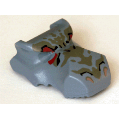 sand blue dinosaur head tyrannosaurus rex jaw top with dark gray and red pattern
