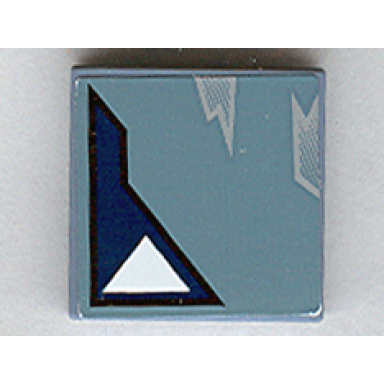 sand blue tile 2 x 2 with one white triangle and wear marks adjacent pattern sticker - sets 7252 7283
