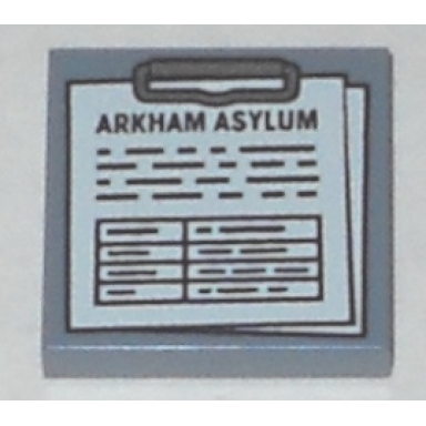 sand blue tile 2 x 2 with clipboard with arkham asylum notes and table pattern